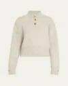 Brandon Maxwell Rowe Macroon-button Crop Henley Sweater