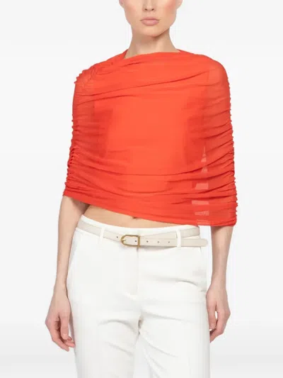 Brandon Maxwell Ruched-detail Top In Orange