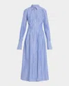 Brandon Maxwell Sammy Striped Collared Midi Shirtdress