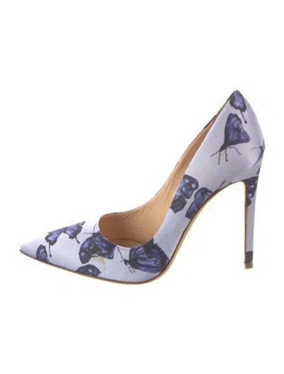 Pre-owned Brandon Maxwell Satin Printed Pumps In Blue