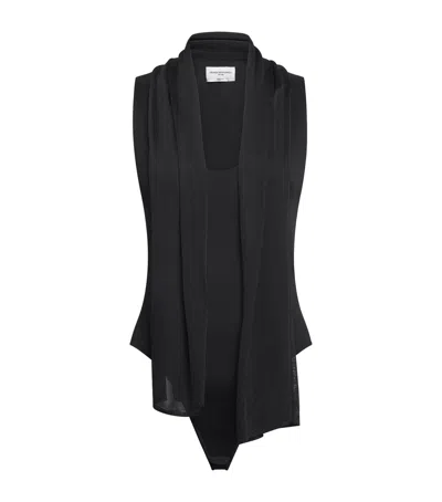 Brandon Maxwell Scarf-neck Capri Bodysuit In Black