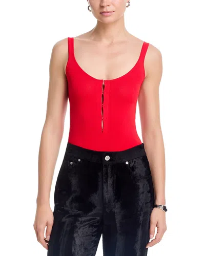 Brandon Maxwell Scarlett Scoop Neck Bodysuit In Red