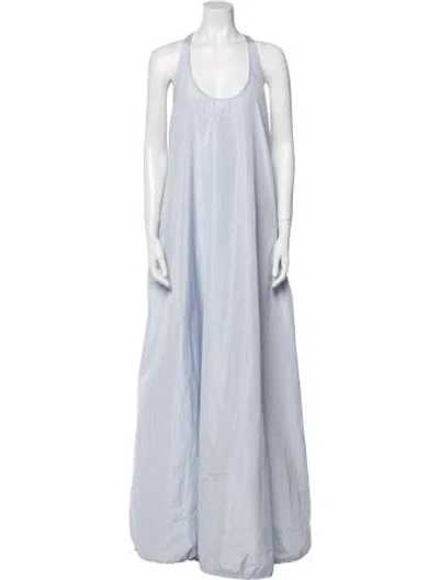 Pre-owned Brandon Maxwell Scoop Neck Long Dress In Blue