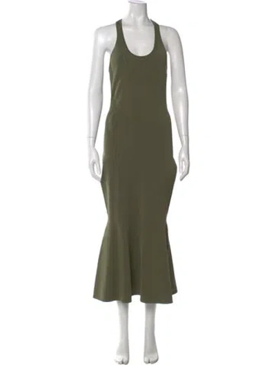 Pre-owned Brandon Maxwell Scoop Neck Long Dress In Green