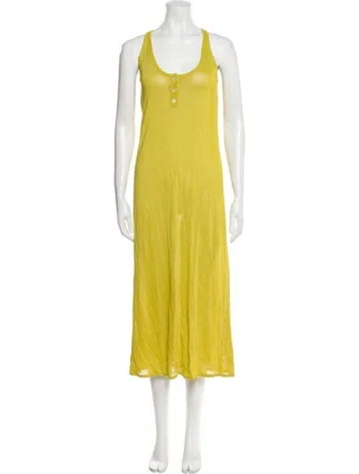 Pre-owned Brandon Maxwell Scoop Neck Long Dress In Yellow