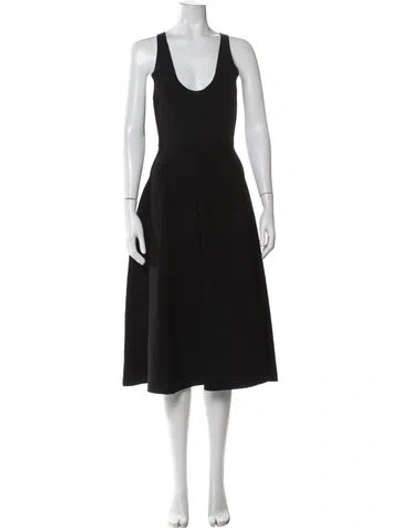 Pre-owned Brandon Maxwell Scoop Neck Midi Length Dress W/ Tags In Black