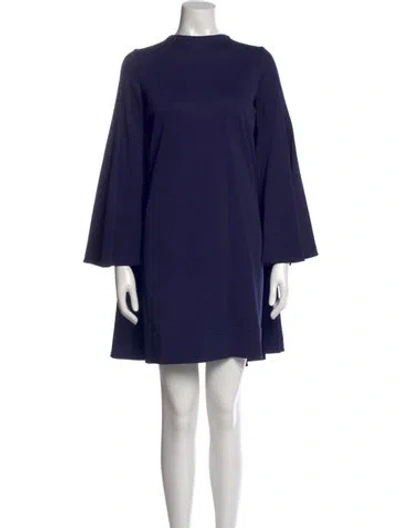 Pre-owned Brandon Maxwell Scoop Neck Mini Dress In Blue