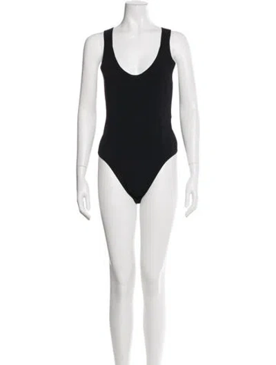 Pre-owned Brandon Maxwell Scoop Neck Sleeveless Bodysuit In Black