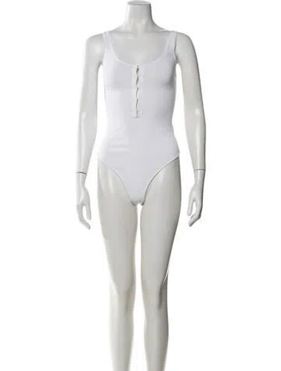 Pre-owned Brandon Maxwell Scoop Neck Sleeveless Bodysuit W/ Tags In White