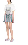 Brandon Maxwell Striped Drawstring Shorts In Multi