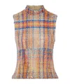 Brandon Maxwell Sequined Mesh Turtleneck Top In Multi