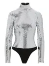 Brandon Maxwell Sequinned Mock-neck Bodysuit In Silver