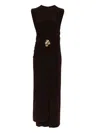 Brandon Maxwell Serena V-neck Dress In Brown