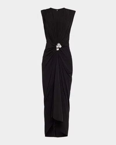 Brandon Maxwell Serena Swirl Draped Midi Dress