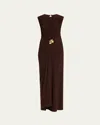 Brandon Maxwell Serena Swirl Draped Midi Dress