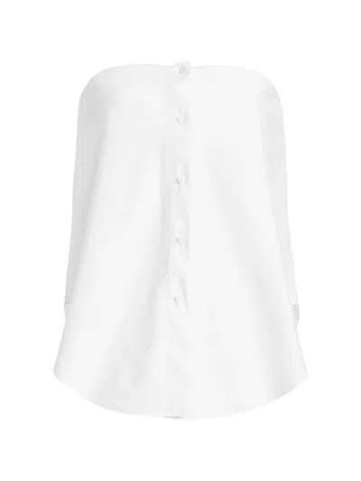 Brandon Maxwell Shea Strapless Poplin Top In Neutral