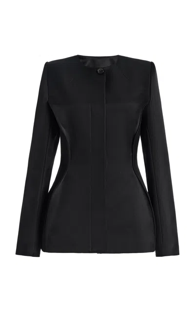 Brandon Maxwell Shelton Tailored Wool-silk Jacket In Black
