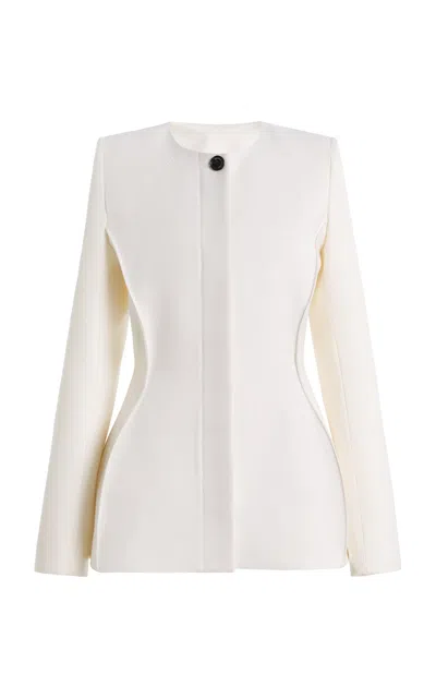 Brandon Maxwell Shelton Tailored Wool-silk Jacket In White