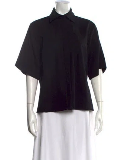 Pre-owned Brandon Maxwell Short Sleeve Blouse In Black