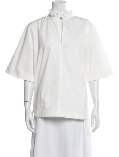 Pre-owned Brandon Maxwell Short Sleeve Top In White