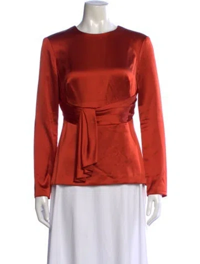 Pre-owned Brandon Maxwell Silk Crew Neck Blouse In Orange