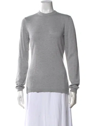Pre-owned Brandon Maxwell Silk Crew Neck Sweater In Grey