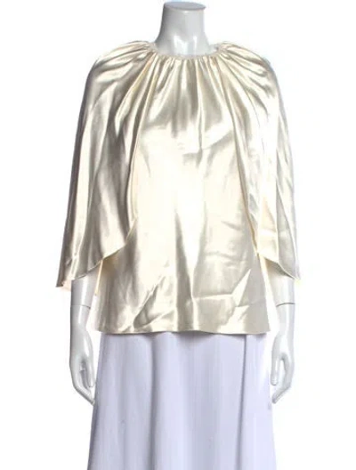 Pre-owned Brandon Maxwell Silk Crew Neck Top W/ Tags In Neutrals