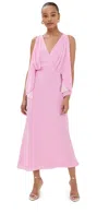 Brandon Maxwell Silk Deep V Dress Pink In Pink