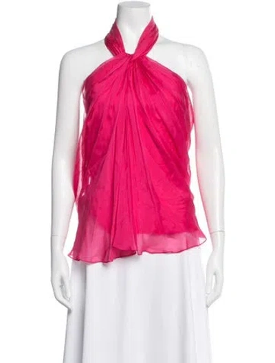 Pre-owned Brandon Maxwell Silk Halterneck Top In Pink