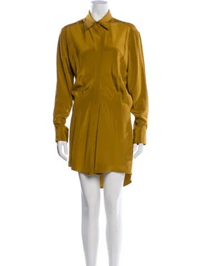 Pre-owned Brandon Maxwell Silk Knee-length Dress In Gold