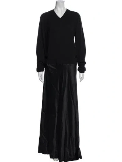Pre-owned Brandon Maxwell Silk Long Dress In Black