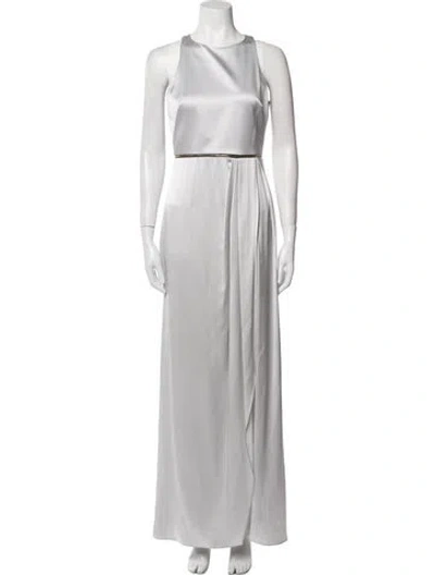 Pre-owned Brandon Maxwell Silk Long Dress In Gray