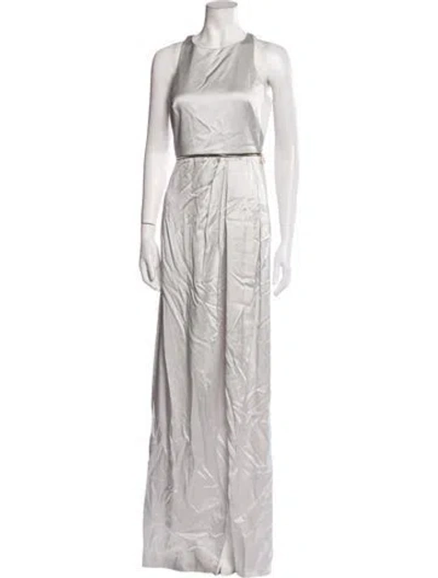 Pre-owned Brandon Maxwell Silk Long Dress In Gray
