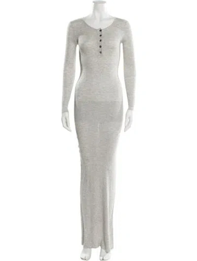Pre-owned Brandon Maxwell Silk Long Dress In Gray