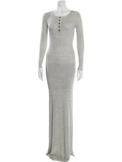Pre-owned Brandon Maxwell Silk Long Dress In Gray
