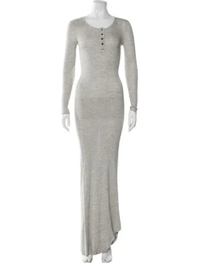 Pre-owned Brandon Maxwell Silk Long Dress In Gray
