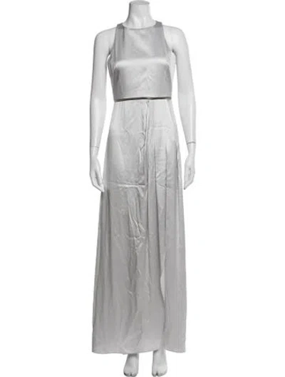Pre-owned Brandon Maxwell Silk Long Dress In Grey