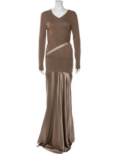Pre-owned Brandon Maxwell Silk Long Dress In Neutral