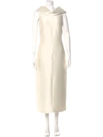 Pre-owned Brandon Maxwell Silk Long Dress In Neutral