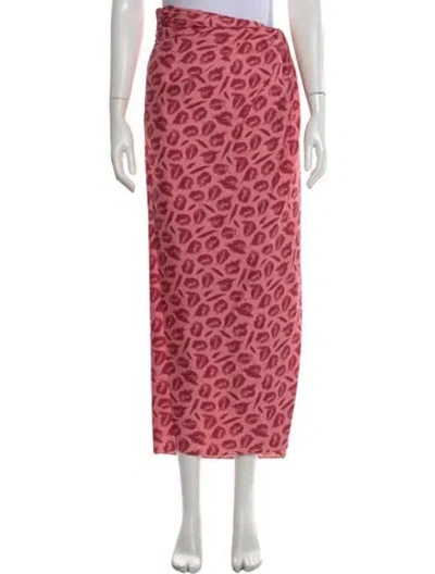 Pre-owned Brandon Maxwell Silk Long Skirt In Pink