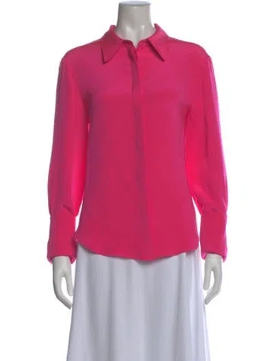 Pre-owned Brandon Maxwell Silk Long Sleeve Blouse In Red