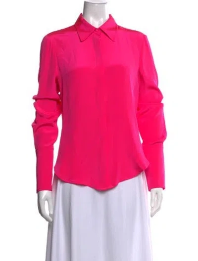 Pre-owned Brandon Maxwell Silk Long Sleeve Top W/ Tags In Pink