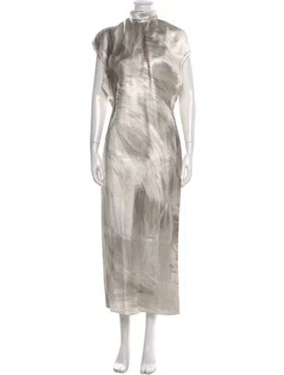 Pre-owned Brandon Maxwell Silk Midi Length Dress In Gray