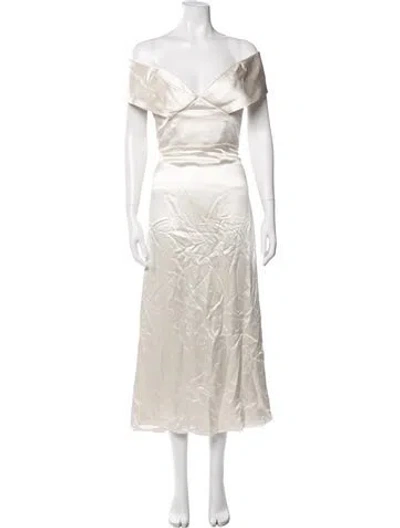 Pre-owned Brandon Maxwell Silk Midi Length Dress In Neutral