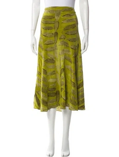 Pre-owned Brandon Maxwell Silk Midi Length Skirt In Green