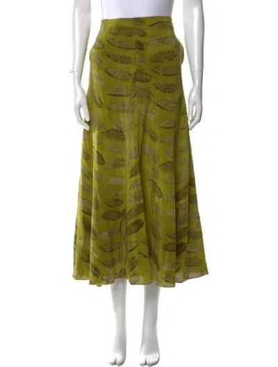 Pre-owned Brandon Maxwell Silk Midi Length Skirt In Green