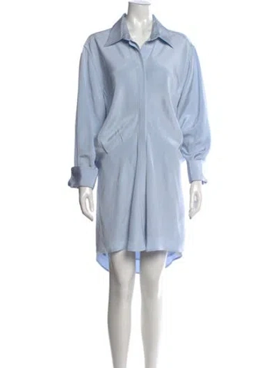 Pre-owned Brandon Maxwell Silk Mini Dress In Blue