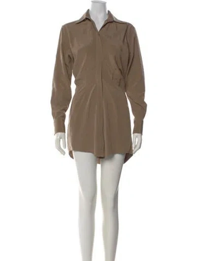 Pre-owned Brandon Maxwell Silk Mini Dress In Brown