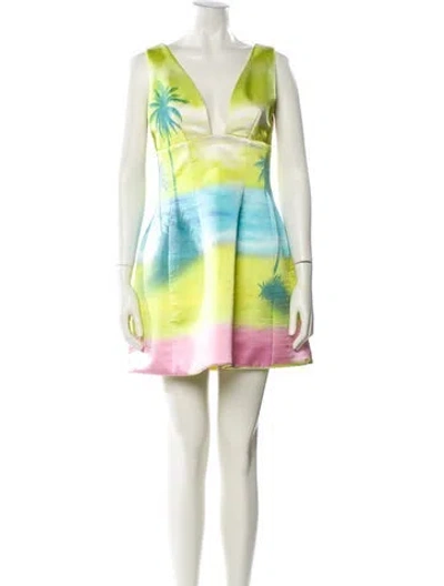 Pre-owned Brandon Maxwell Silk Mini Dress In Yellow