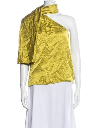 Pre-owned Brandon Maxwell Silk One-shoulder Top In Yellow